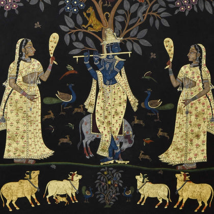 Krishna with Gopis Under Tree - 02, Rajesh Sharma, Ethnic Art - Artisera
