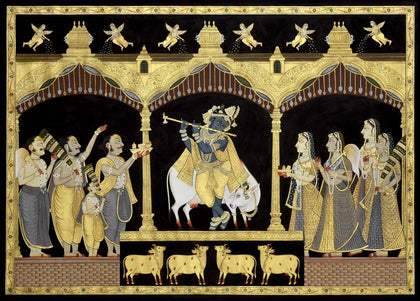 Krishna Playing Flute - 16, Nemichand, Ethnic Art - Artisera
