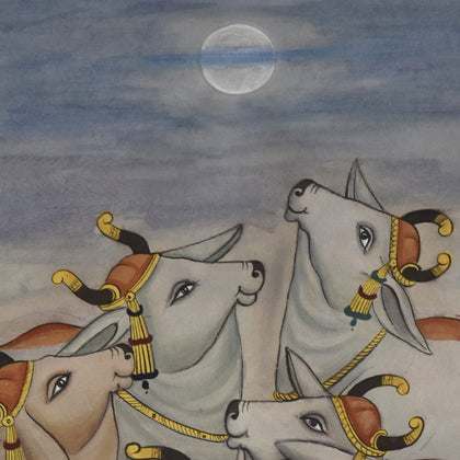 Cows Under Moon, , Ethnic Art - Artisera