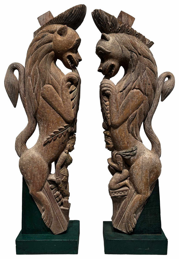 Large Yali Brackets (Pair), , Balaji's Antiques and Collectibles - Artisera