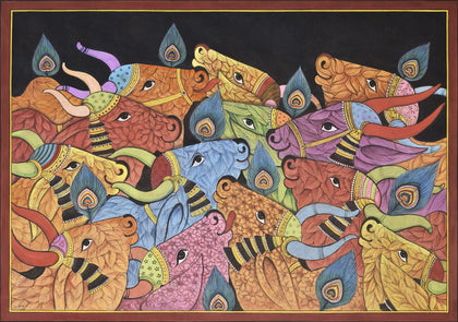 Group of Cows - 13, Pushkar Lohar, Ethnic Art - Artisera