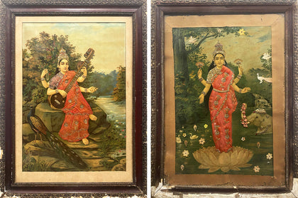 Saraswati and Lakshmi (Pair) 07, Raja Ravi Varma, Balaji Art - Artisera