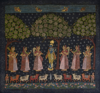 Krishna with Gopis Under Tree - 04, , Ethnic Art - Artisera