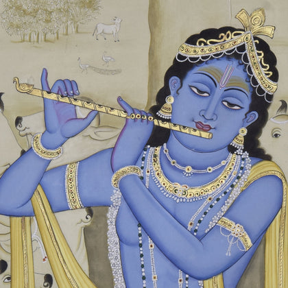 Krishna with Cows - 19, Nemichand, Ethnic Art - Artisera