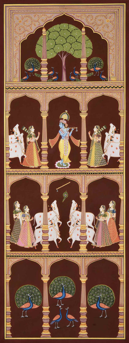 Krishna Playing Flute - 14, Nemichand, Ethnic Art - Artisera