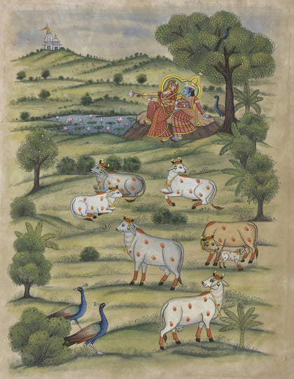 Radha Krishna With Cows - 06, , Ethnic Art - Artisera