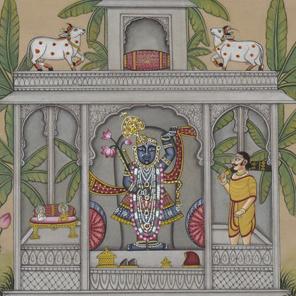 Shrinathji with Gopis and Cows - 02, , Ethnic Art - Artisera
