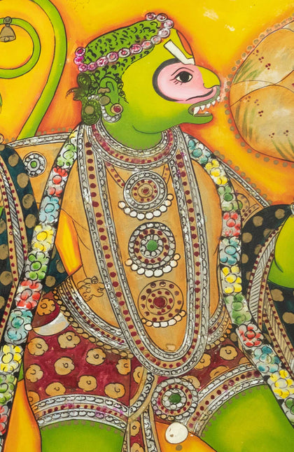 Hanuman Carrying Dronagiri Mountain, , Balaji Reverse Glass - Artisera
