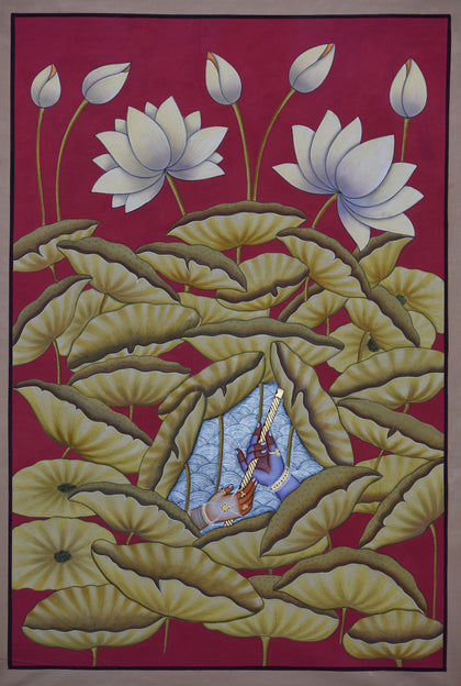 Krishna Amongst Lotuses, , Ethnic Art - Artisera