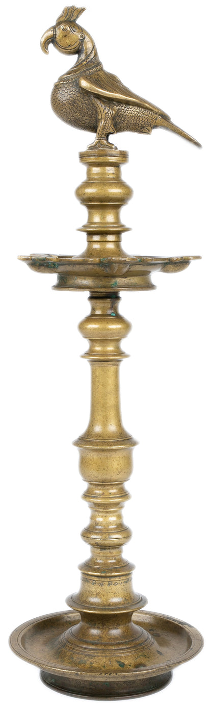 Lamp with Large Parakeet Finial, , Ritual Lamps - Artisera