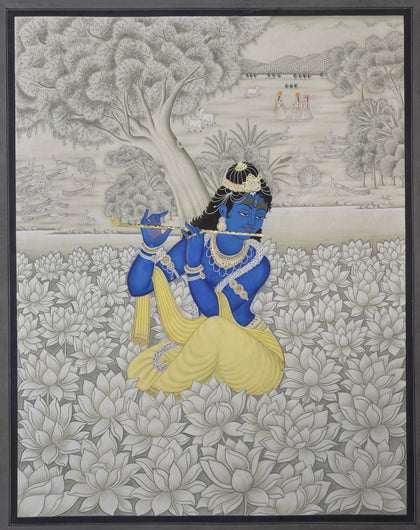 Krishna Playing Flute - 06, Nemichand, Ethnic Art - Artisera
