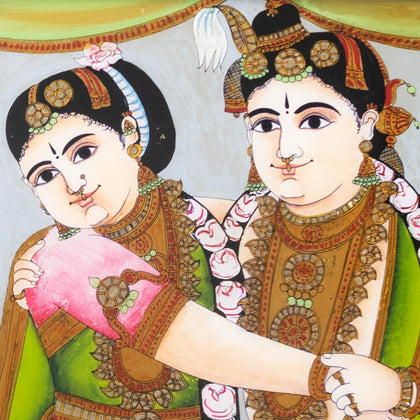 Courting Couple, , Balaji Reverse Glass - Artisera