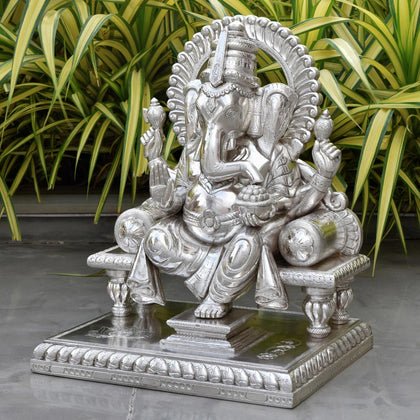 Ganesha with Prabhawal, , Silver Showpieces - Artisera