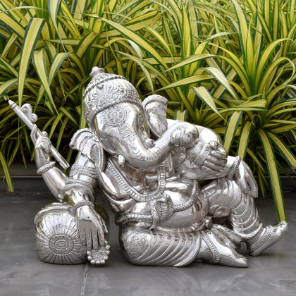 Resting Ganesha, , Silver Showpieces - Artisera