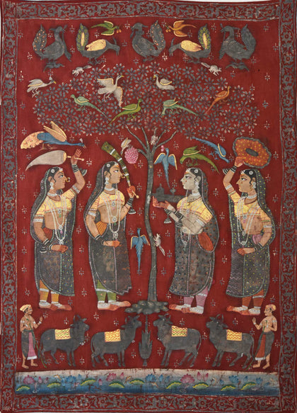 Gopis Under Tree - 03, , Ethnic Art - Artisera