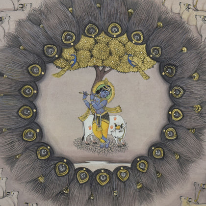 Krishna with Cows - 09, Pushkar Lohar, Ethnic Art - Artisera