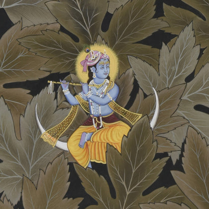 Krishna in Leaves, Nemichand, Ethnic Art - Artisera