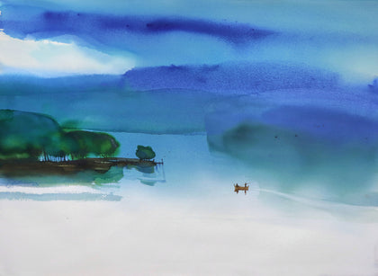 Float in Serene Blues, Prashant Prabhu, Internal - Artisera
