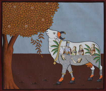 Cow Under Tree - 01, Narendra Kumar, Ethnic Art - Artisera