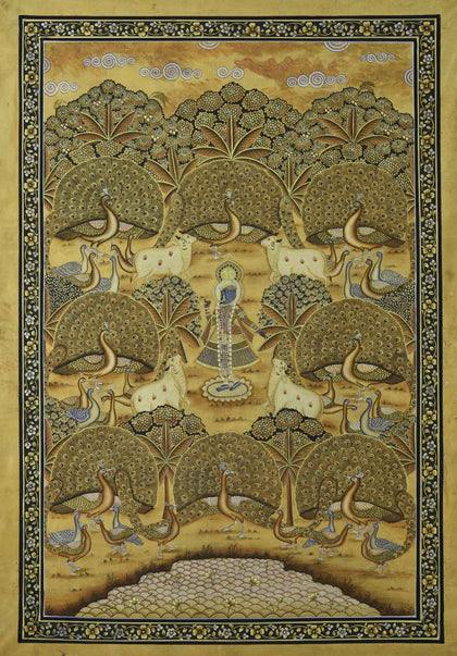 Krishna with Peacocks - 02, Nemichand, Ethnic Art - Artisera