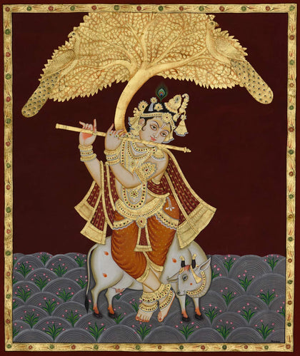 Krishna Playing Flute - 01, Narendra Kumar, Ethnic Art - Artisera