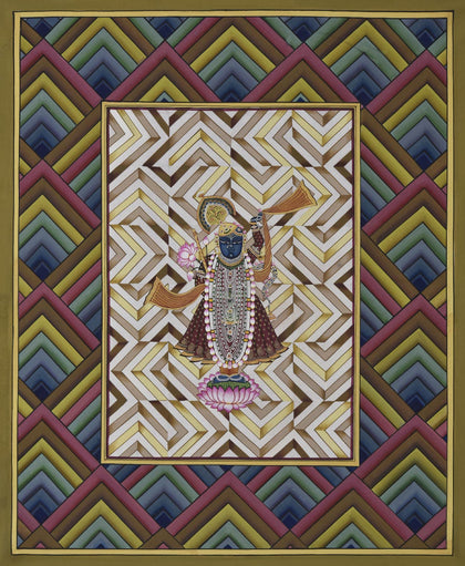 Shrinathji on Lotus - 04, Nemichand, Ethnic Art - Artisera