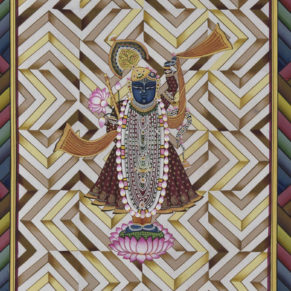 Shrinathji on Lotus - 04, Nemichand, Ethnic Art - Artisera