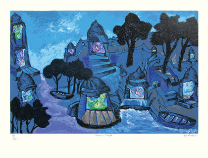 Banaras in Moonlight, Manu Parekh, Archer Art Gallery - Artisera