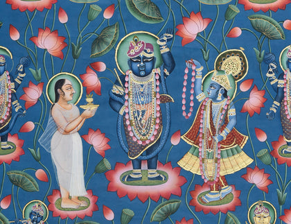 Shrinathji in Lotus Pond - 03, Nitin and Nilesh Sharma, Ethnic Art - Artisera