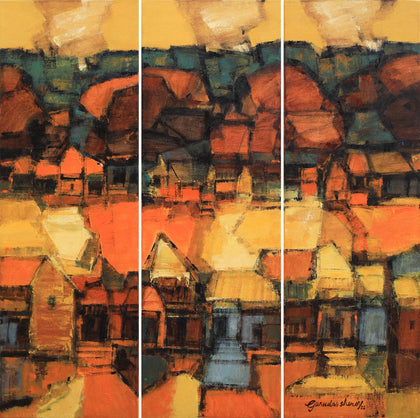 Hampi Landscape 12, triptych, Gurudas Shenoy, Internal - Artisera