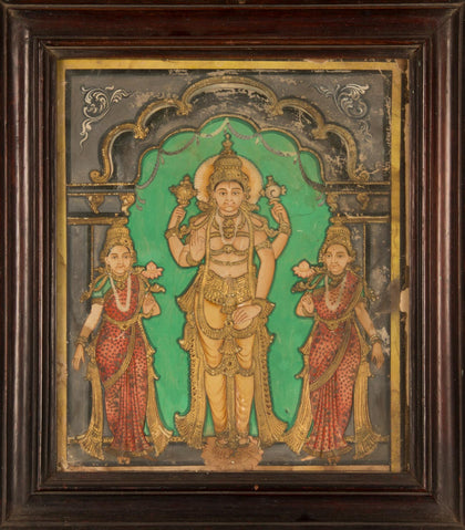 Vishnu with Sridevi and Bhudevi, , Mysore Paintings - Artisera