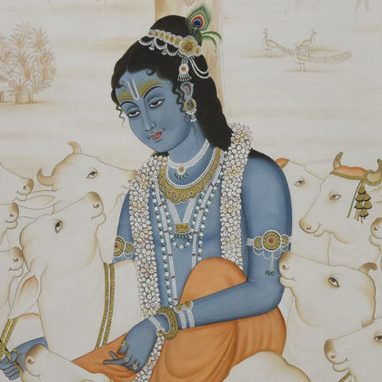 Krishna with Cows - 12, Nemichand, Ethnic Art - Artisera