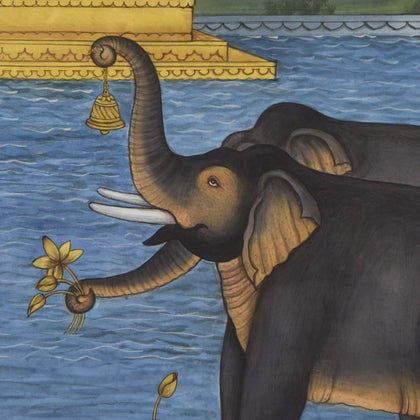 Elephants at Shiva Temple, Pushkar Lohar, Ethnic Art - Artisera