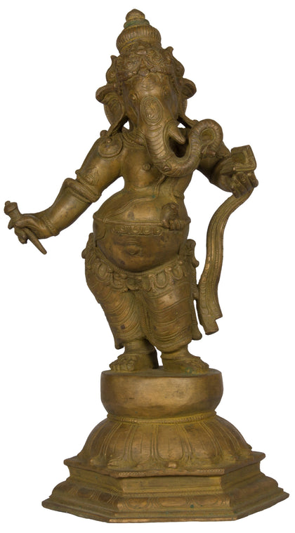 Ganesha Writing Mahabharata - II, , Lost Wax Bronze Sculptures - Artisera