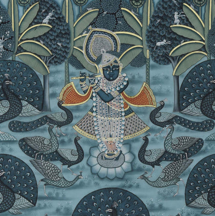 Shrinathji with Peacocks - 03, Nemichand, Ethnic Art - Artisera