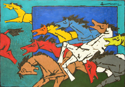 Horses (Appropriation) - I, M.F. Husain, Archer Art Gallery - Artisera