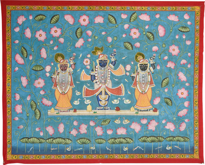 Shrinathji in Lotus Pond - 01, , Ethnic Art - Artisera