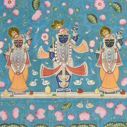 Shrinathji in Lotus Pond - 01, , Ethnic Art - Artisera