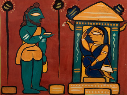 Ravana and Sita, Jamini Roy, Emami Chisel Art - Artisera