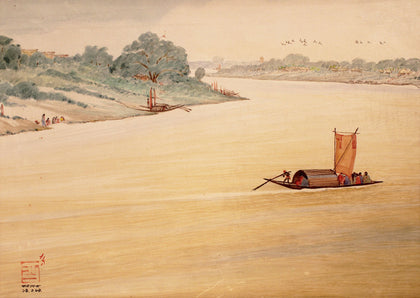 Crossing the Ganga, Jiaganj, Indra Dugar, Emami Chisel Art - Artisera