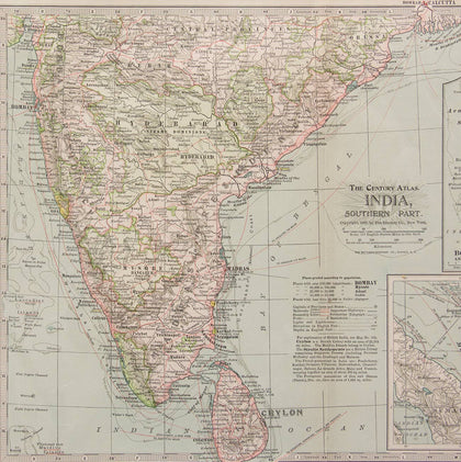 Map of Southern India, 1897, , Balaji's Antiques and Collectibles - Artisera