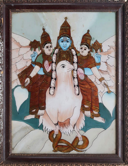 Vishnu and his Consorts on Garuda, , Phillips Reverse Glass - Artisera