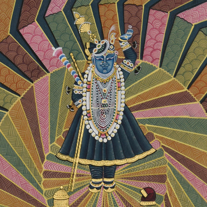 Shrinathji With Peacocks - 01, , Ethnic Art - Artisera