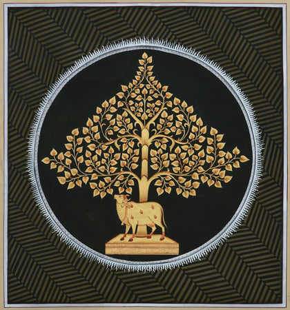 Cow Under Tree - 05, Narendra Kumar, Ethnic Art - Artisera