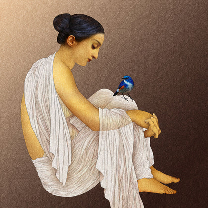 The Blue Bird, Amiya Bhattacharya, Verandah Art - Artisera