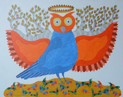 Gond - The Coronation of the Owl, Dhavat Singh, Gallery Ragini - Artisera