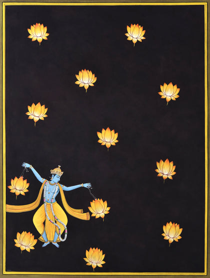 Krishna Dancing with Lotuses - 04, Nemichand, Ethnic Art - Artisera