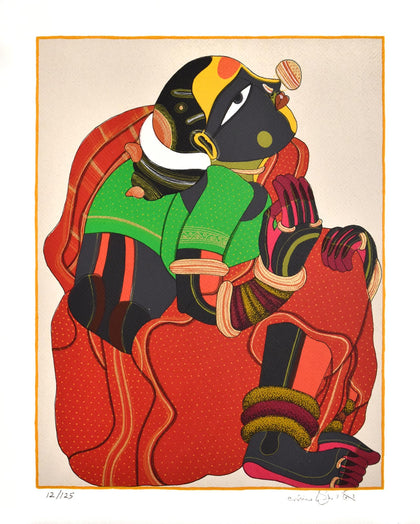 Woman in Red and Green, Thota Vaikuntam, Archer Art Gallery - Artisera