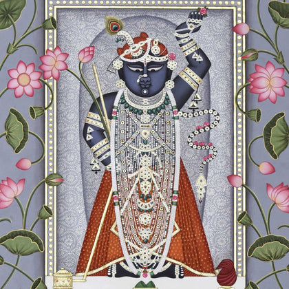 Shrinathji in Lotus Pond - 07, , Ethnic Art - Artisera