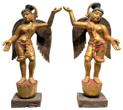 Standing Gilded Apsaras (Pair), , Balaji's Antiques and Collectibles - Artisera